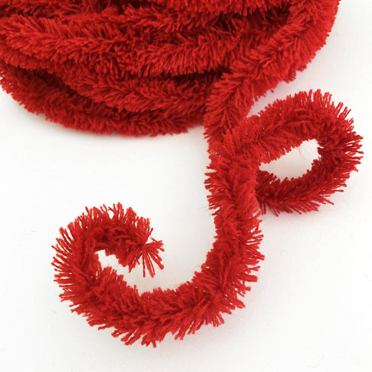 Wired Yarn Trim in Red ~ Soft and Fluffy ~ 1 yd.